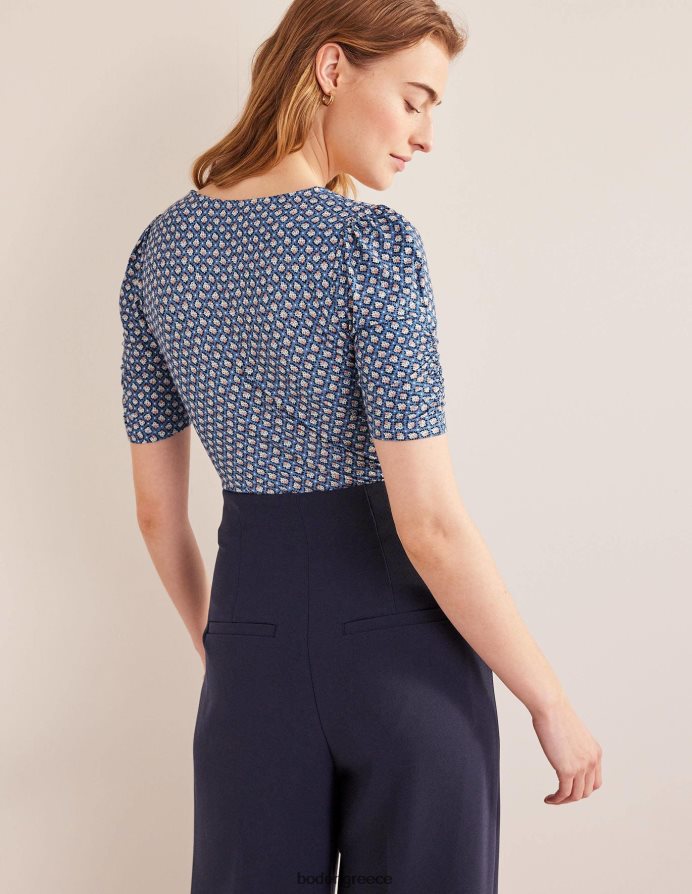 μπλε πορσελάνη & ανθισμένο μπουμπούκι είδη ένδυσης μπροστινό εμπριμέ τοπ Boden γυναίκες 464PH81600