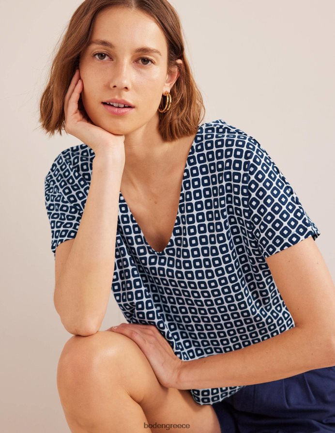 γαλλικό ναυτικό κύβο είδη ένδυσης μπλουζάκι με γραβάτα Boden γυναίκες 464PH81605