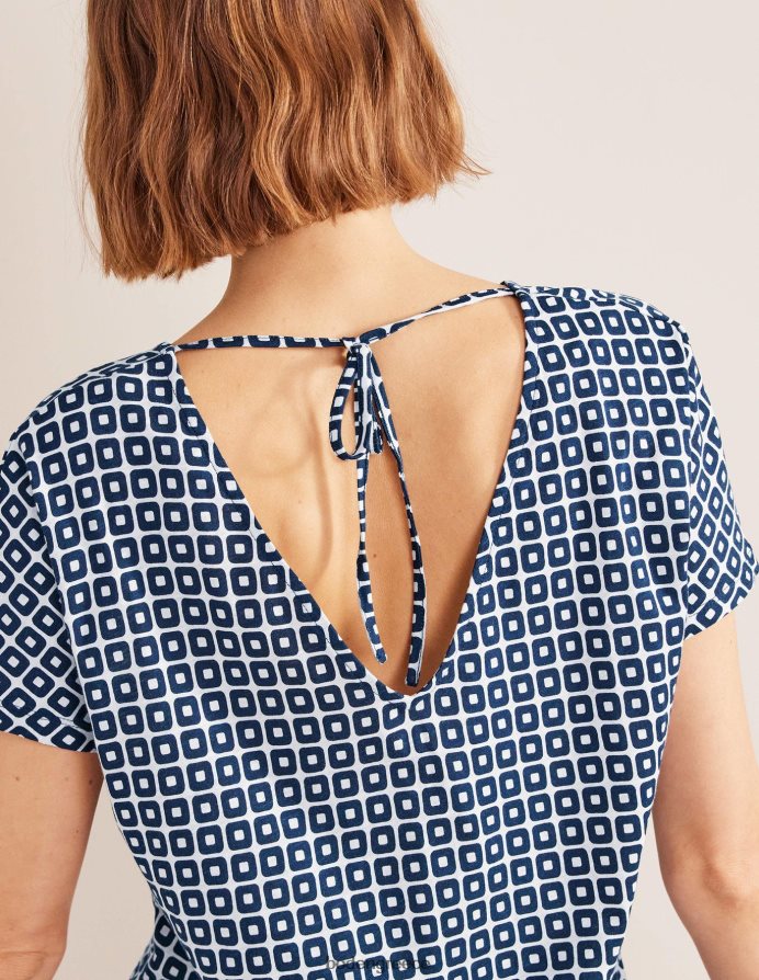 γαλλικό ναυτικό κύβο είδη ένδυσης μπλουζάκι με γραβάτα Boden γυναίκες 464PH81605