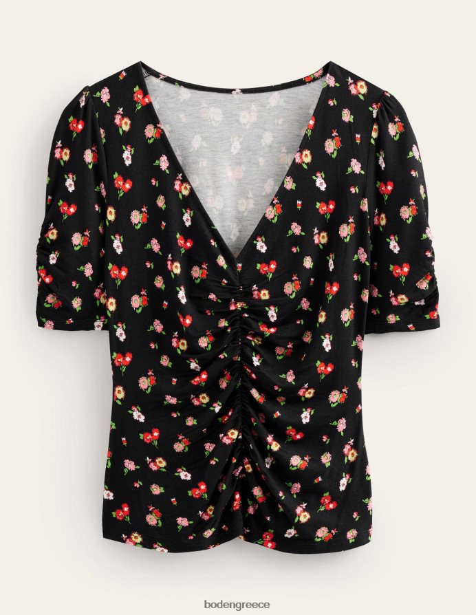 μαύρο & φινετσάτο κλωνάρι είδη ένδυσης μπροστινό εμπριμέ τοπ Boden γυναίκες 464PH81662