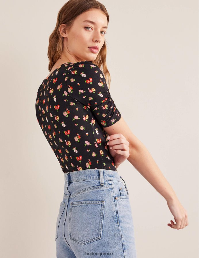 μαύρο & φινετσάτο κλωνάρι είδη ένδυσης μπροστινό εμπριμέ τοπ Boden γυναίκες 464PH81662