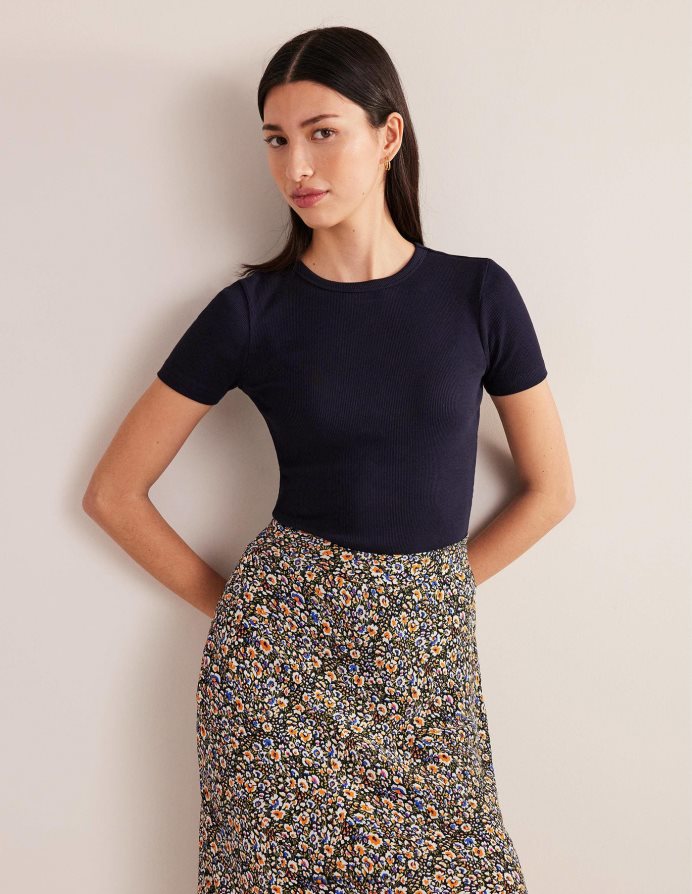 ΠΟΛΕΜΙΚΟ ΝΑΥΤΙΚΟ είδη ένδυσης βαμβακερό μπλουζάκι με ραβδώσεις Boden γυναίκες 464PH8167