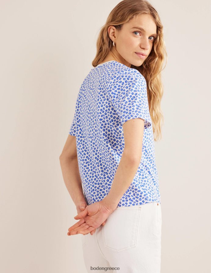 σφραγίδα ελεφαντόδοντου & παιώνιας είδη ένδυσης εμπριμέ μπλουζάκι με λαιμόκοψη Boden γυναίκες 464PH81692