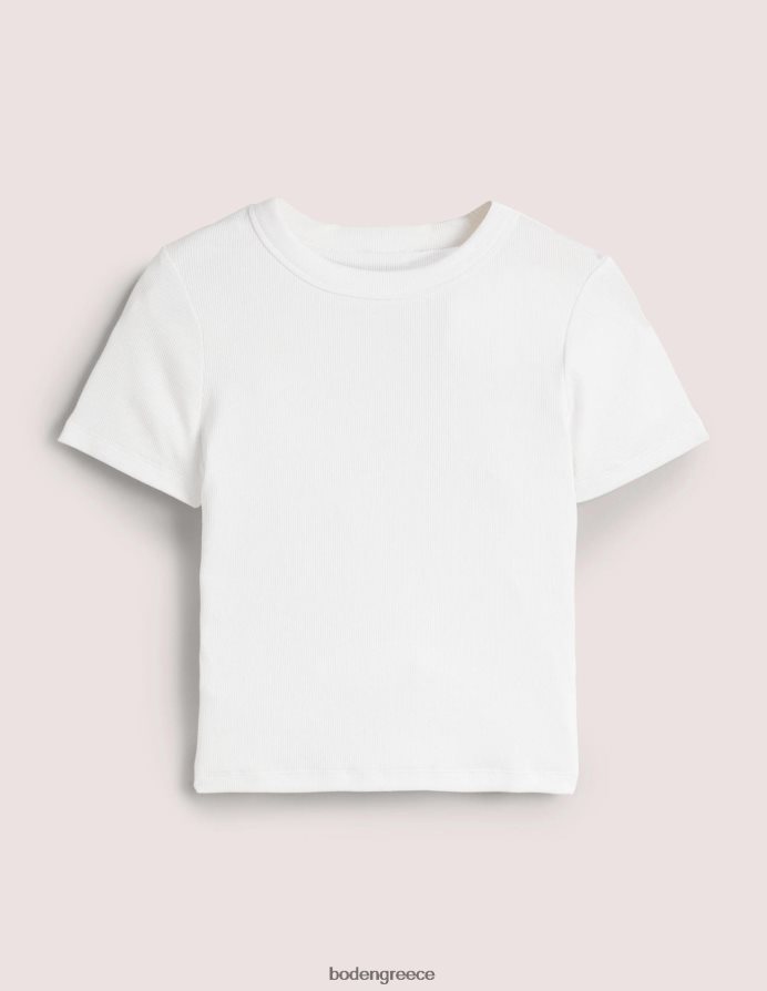 άσπρο είδη ένδυσης βαμβακερό μπλουζάκι με ραβδώσεις Boden γυναίκες 464PH8169