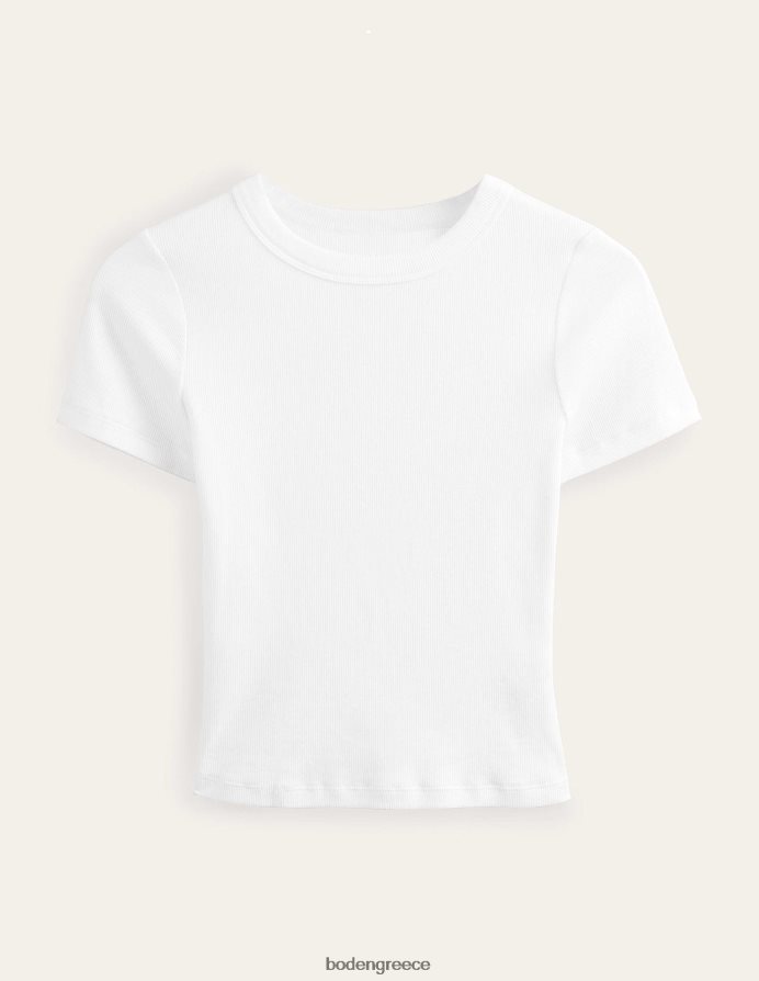 άσπρο είδη ένδυσης βαμβακερό μπλουζάκι με ραβδώσεις Boden γυναίκες 464PH8169