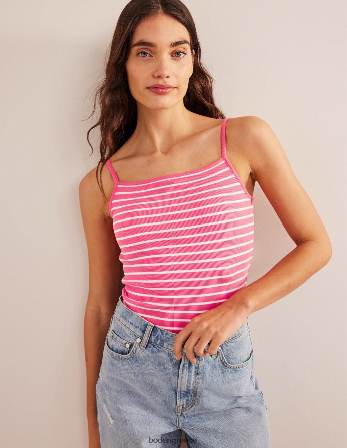 κοραλλί ηλιοβασίλεμα/ελεφαντόδοντο είδη ένδυσης τετράγωνο λαιμό με ραβδώσεις Boden γυναίκες 464PH81748