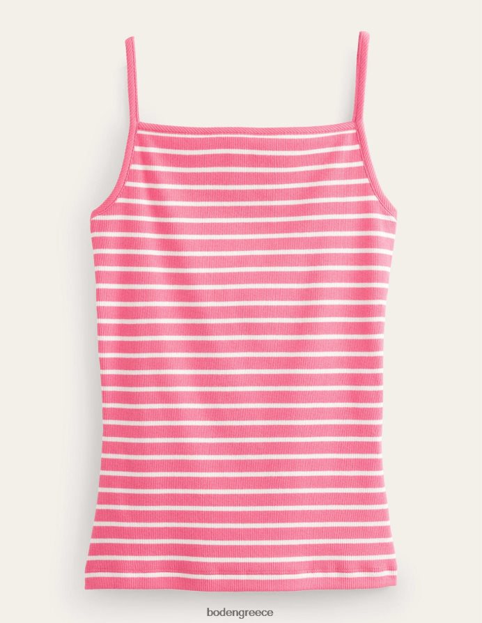 κοραλλί ηλιοβασίλεμα/ελεφαντόδοντο είδη ένδυσης τετράγωνο λαιμό με ραβδώσεις Boden γυναίκες 464PH81748