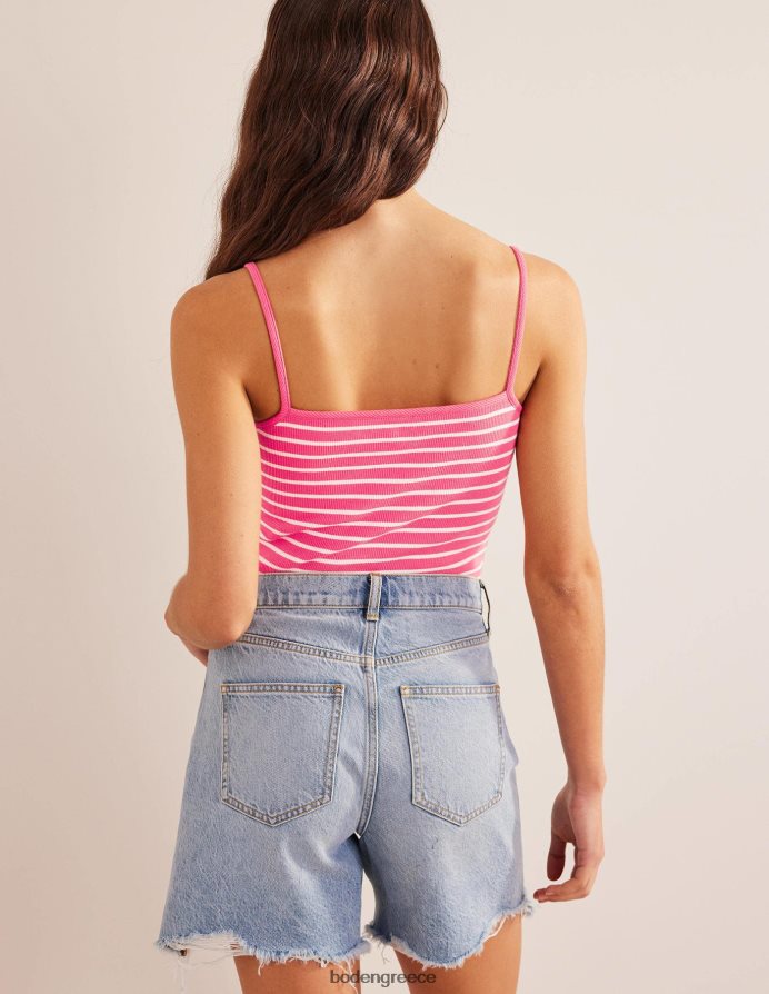 κοραλλί ηλιοβασίλεμα/ελεφαντόδοντο είδη ένδυσης τετράγωνο λαιμό με ραβδώσεις Boden γυναίκες 464PH81748