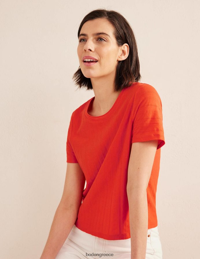 κόκκινο βερμίλιο είδη ένδυσης ανάγλυφο μπλουζάκι ζέρσεϊ Boden γυναίκες 464PH81774