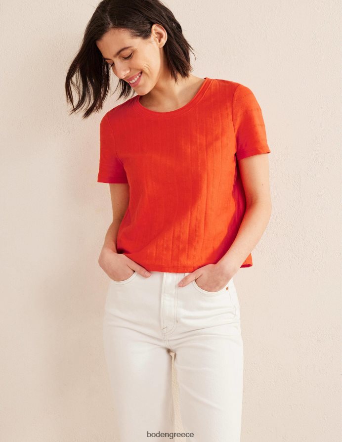 κόκκινο βερμίλιο είδη ένδυσης ανάγλυφο μπλουζάκι ζέρσεϊ Boden γυναίκες 464PH81774