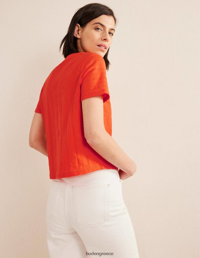 κόκκινο βερμίλιο είδη ένδυσης ανάγλυφο μπλουζάκι ζέρσεϊ Boden γυναίκες 464PH81774