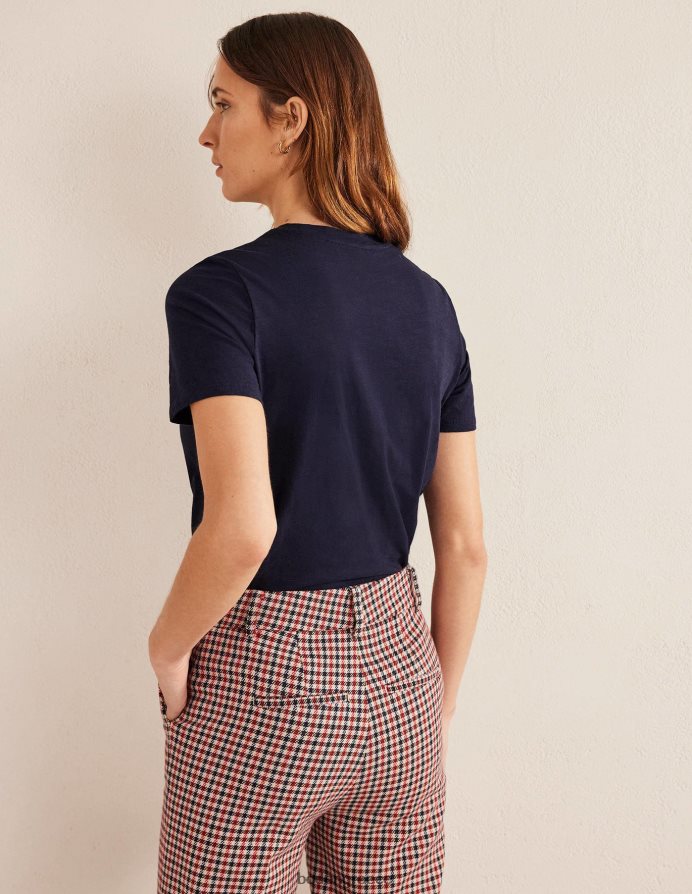 ΠΟΛΕΜΙΚΟ ΝΑΥΤΙΚΟ είδη ένδυσης βαμβακερή μπλούζα με λαιμόκοψη Boden γυναίκες 464PH8177