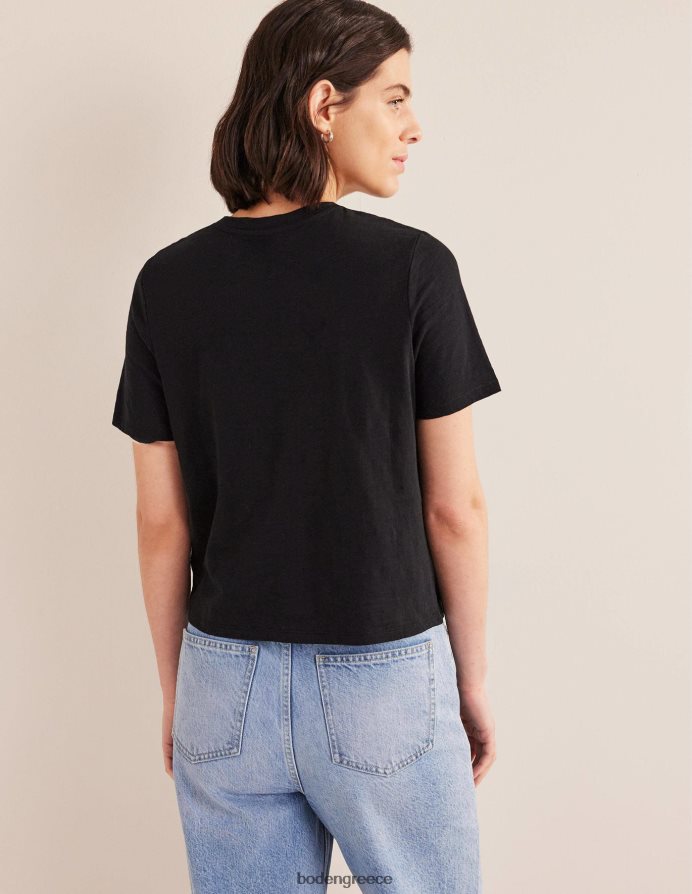 μαύρος είδη ένδυσης βαμβακερή μπλούζα με λαιμόκοψη Boden γυναίκες 464PH8178