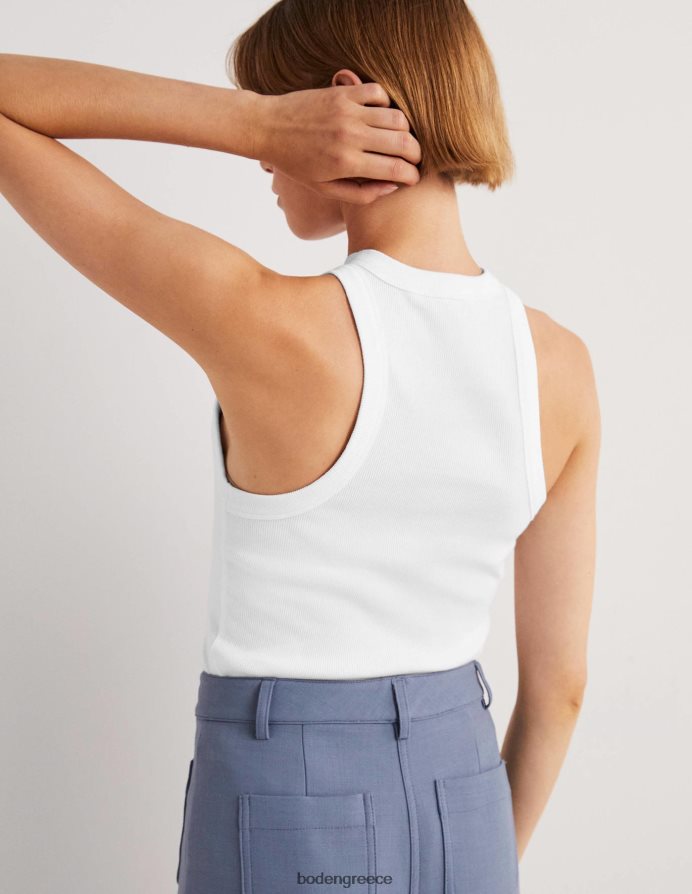 άσπρο είδη ένδυσης βαμβακερό γιλέκο με ραβδώσεις Boden γυναίκες 464PH8179