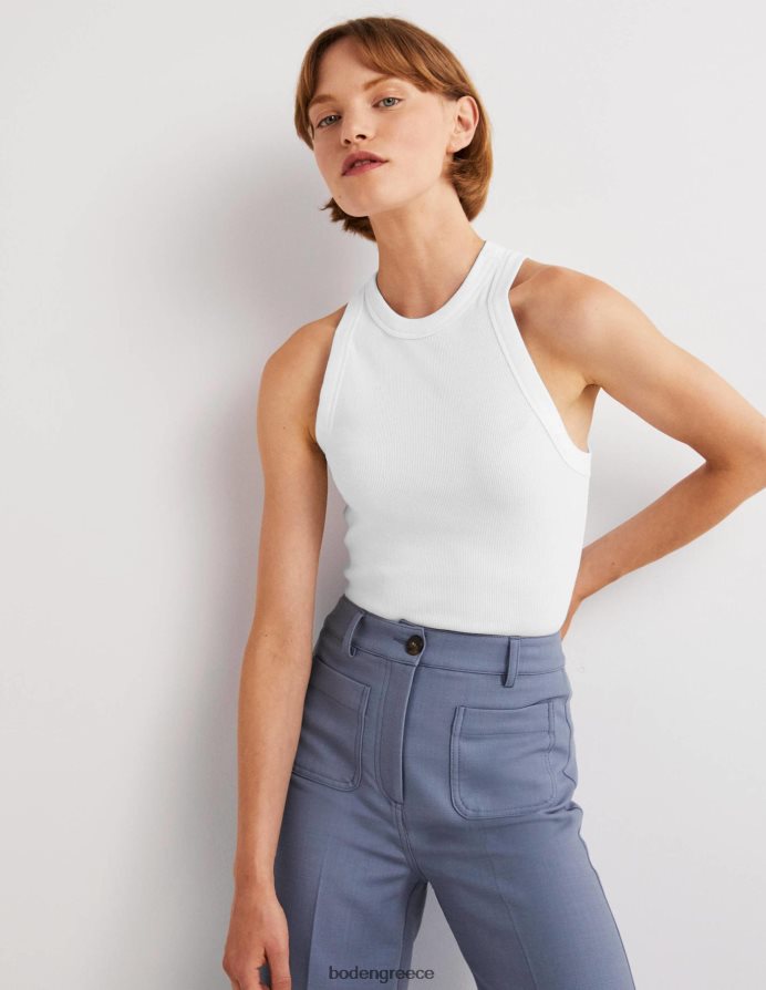 άσπρο είδη ένδυσης βαμβακερό γιλέκο με ραβδώσεις Boden γυναίκες 464PH8179