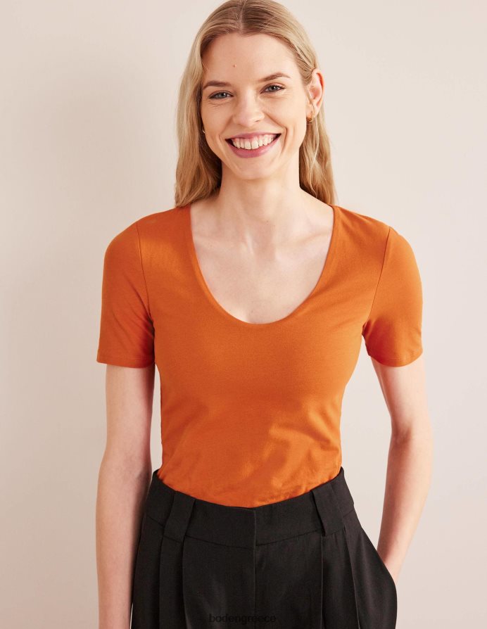 σκουριά είδη ένδυσης κοντομάνικο τοπ διπλής στρώσης Boden γυναίκες 464PH81804