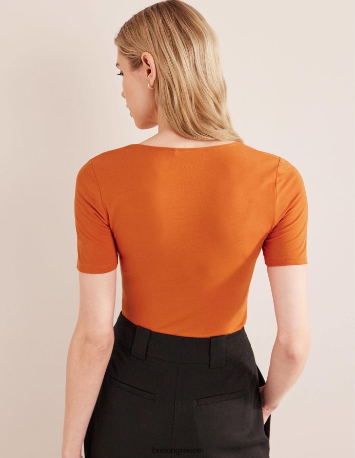 σκουριά είδη ένδυσης κοντομάνικο τοπ διπλής στρώσης Boden γυναίκες 464PH81804