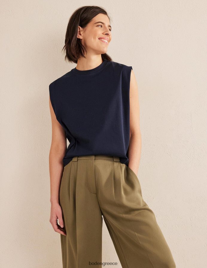 ΠΟΛΕΜΙΚΟ ΝΑΥΤΙΚΟ είδη ένδυσης τέλειο βαμβακερό αμάνικο τοπ Boden γυναίκες 464PH8182