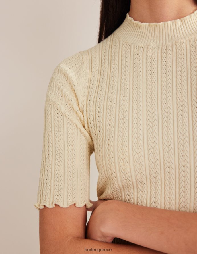 ζεστό ελεφαντόδοντο είδη ένδυσης μπλούζα με ραβδώσεις με ψηλό λαιμό Boden γυναίκες 464PH81828