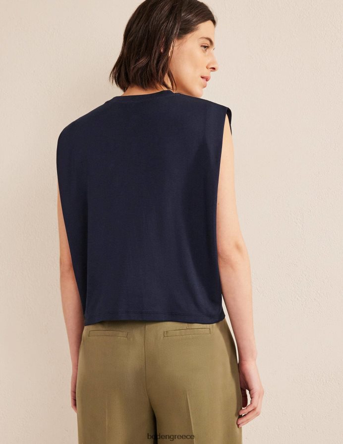 ΠΟΛΕΜΙΚΟ ΝΑΥΤΙΚΟ είδη ένδυσης τέλειο βαμβακερό αμάνικο τοπ Boden γυναίκες 464PH8182