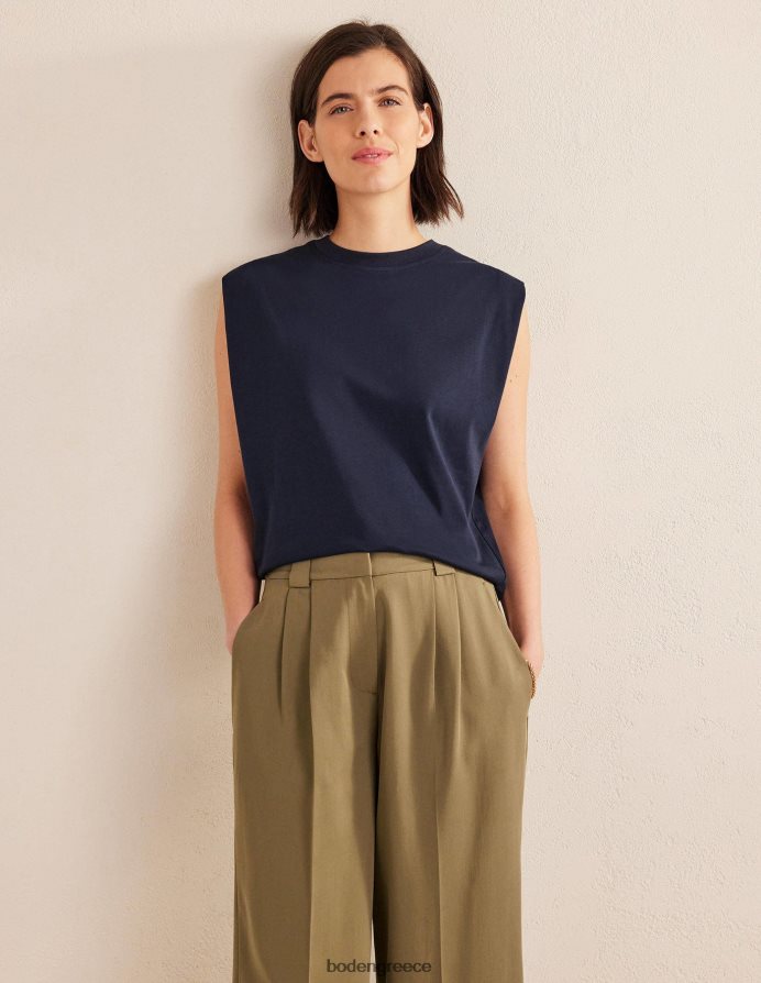 ΠΟΛΕΜΙΚΟ ΝΑΥΤΙΚΟ είδη ένδυσης τέλειο βαμβακερό αμάνικο τοπ Boden γυναίκες 464PH8182