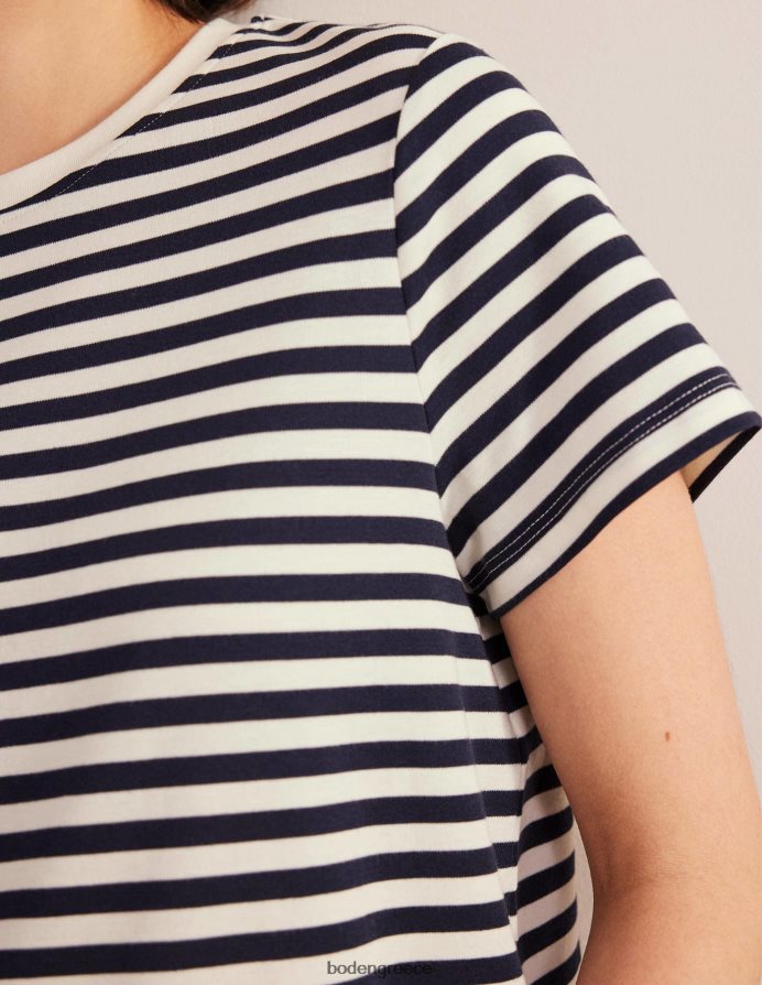 ιβουάρ/ναυτική ρίγα είδη ένδυσης τέλειο βαμβακερό μπλουζάκι Boden γυναίκες 464PH81833