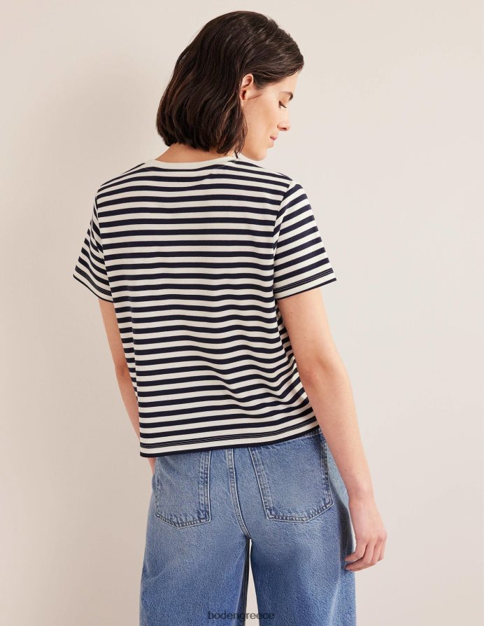 ιβουάρ/ναυτική ρίγα είδη ένδυσης τέλειο βαμβακερό μπλουζάκι Boden γυναίκες 464PH81833