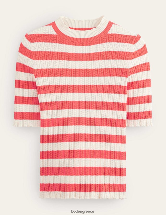 φωτεινή λωρίδα καρπούζι είδη ένδυσης μπλούζα με ραβδώσεις με ψηλό λαιμό Boden γυναίκες 464PH81866