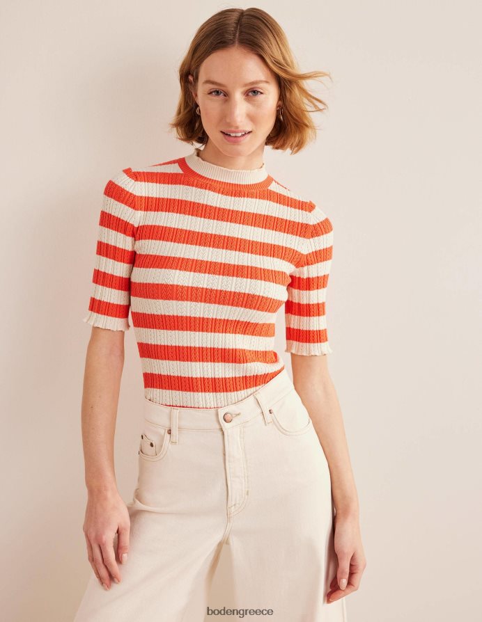 φωτεινή λωρίδα καρπούζι είδη ένδυσης μπλούζα με ραβδώσεις με ψηλό λαιμό Boden γυναίκες 464PH81866