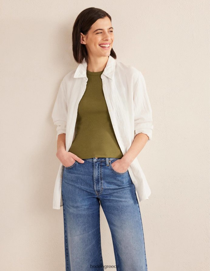 πλυμένο χακί είδη ένδυσης βαμβακερό γιλέκο με ραβδώσεις Boden γυναίκες 464PH81886