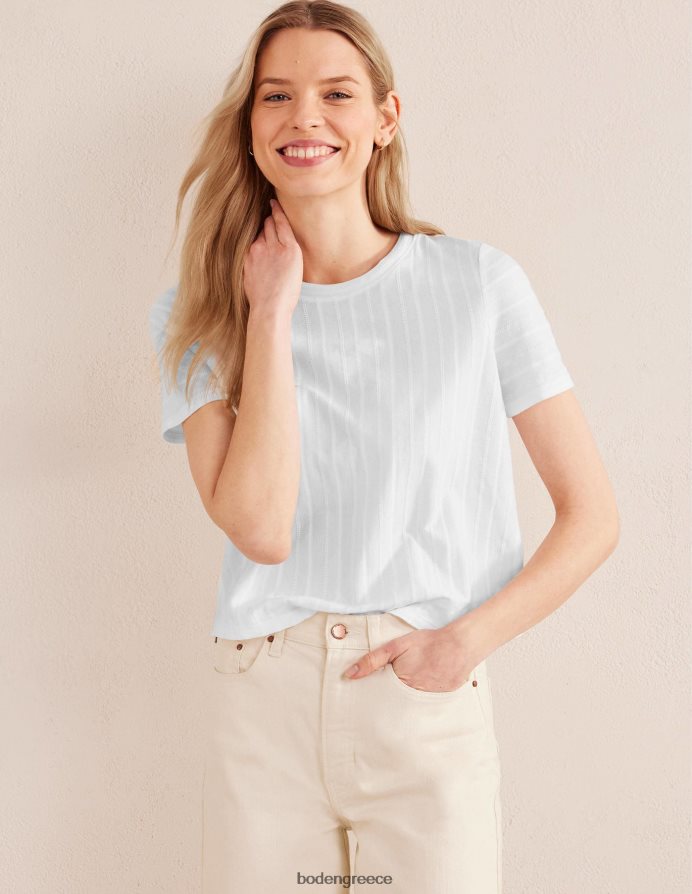 άσπρο είδη ένδυσης ανάγλυφο μπλουζάκι ζέρσεϊ Boden γυναίκες 464PH81899