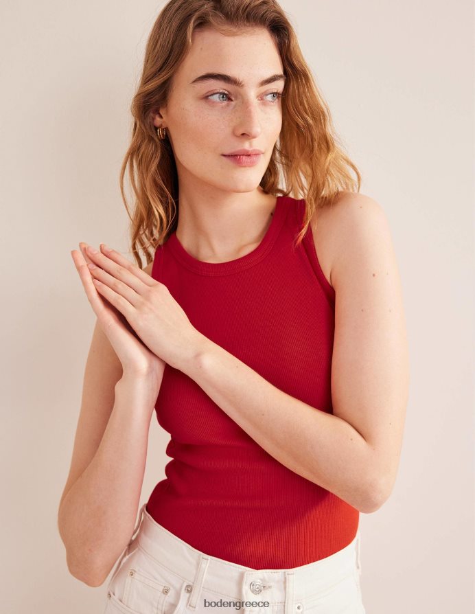 κόκκινο ποπ είδη ένδυσης βαμβακερό γιλέκο με ραβδώσεις Boden γυναίκες 464PH81946