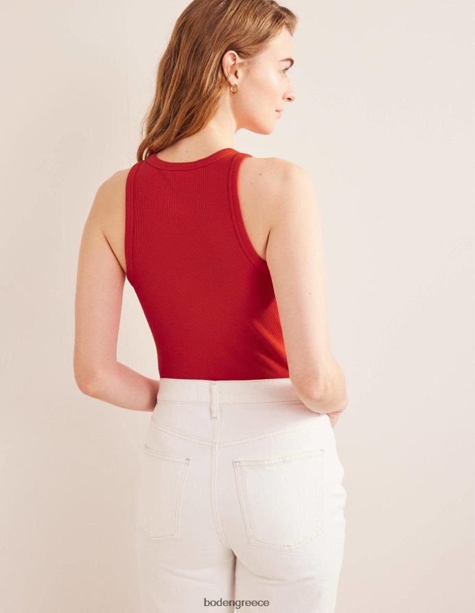 κόκκινο ποπ είδη ένδυσης βαμβακερό γιλέκο με ραβδώσεις Boden γυναίκες 464PH81946