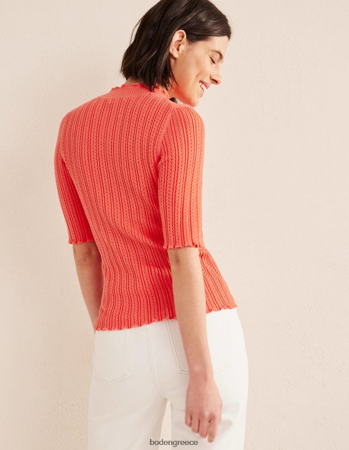 κοράλλι είδη ένδυσης μπλούζα με ραβδώσεις με ψηλό λαιμό Boden γυναίκες 464PH81974