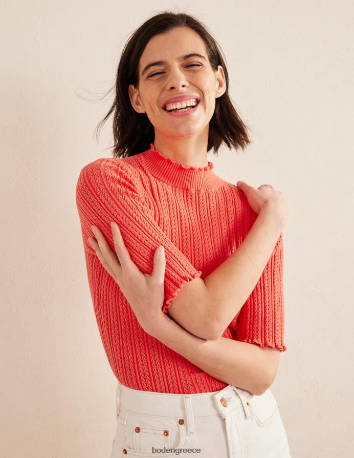 κοράλλι είδη ένδυσης μπλούζα με ραβδώσεις με ψηλό λαιμό Boden γυναίκες 464PH81974