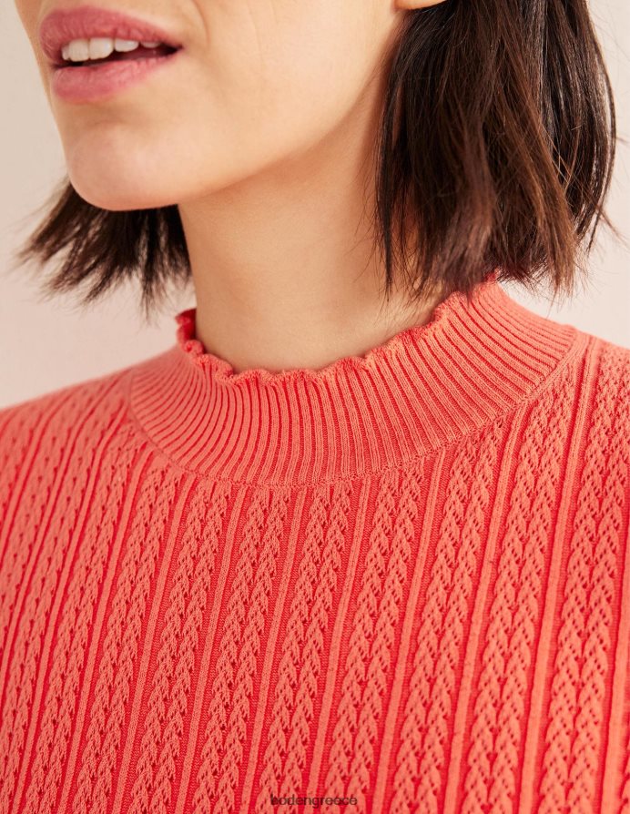 κοράλλι είδη ένδυσης μπλούζα με ραβδώσεις με ψηλό λαιμό Boden γυναίκες 464PH81974