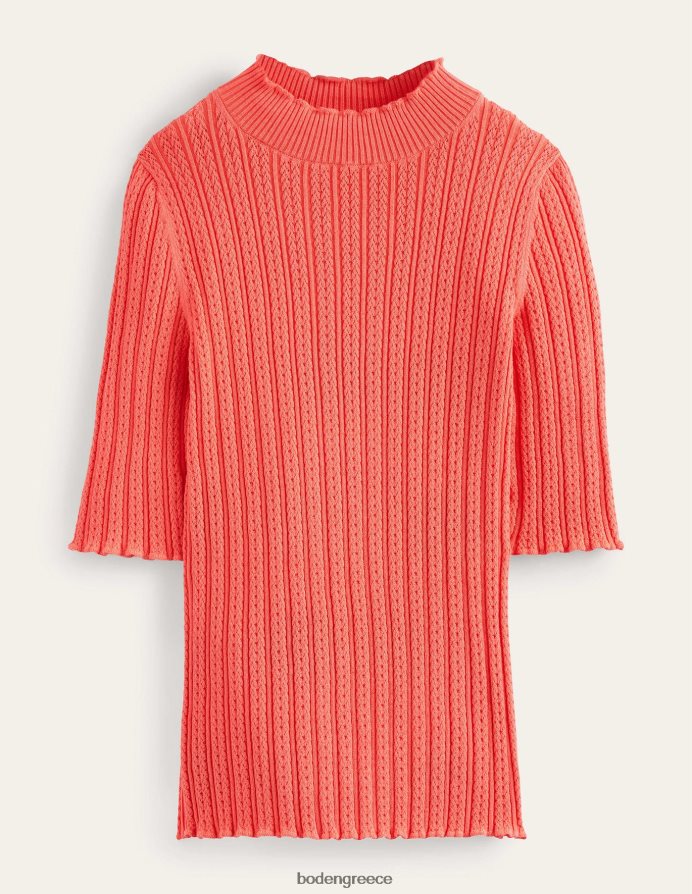 κοράλλι είδη ένδυσης μπλούζα με ραβδώσεις με ψηλό λαιμό Boden γυναίκες 464PH81974