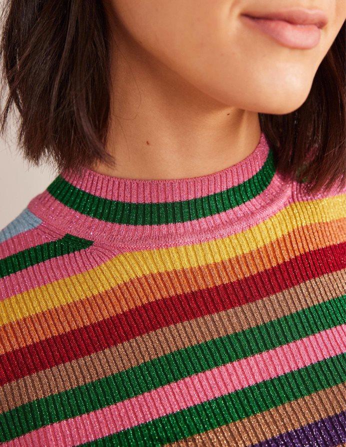 λάμψη πολλαπλών λωρίδων είδη ένδυσης αστραφτερή μπλούζα με ψηλό λαιμό Boden γυναίκες 464PH81977