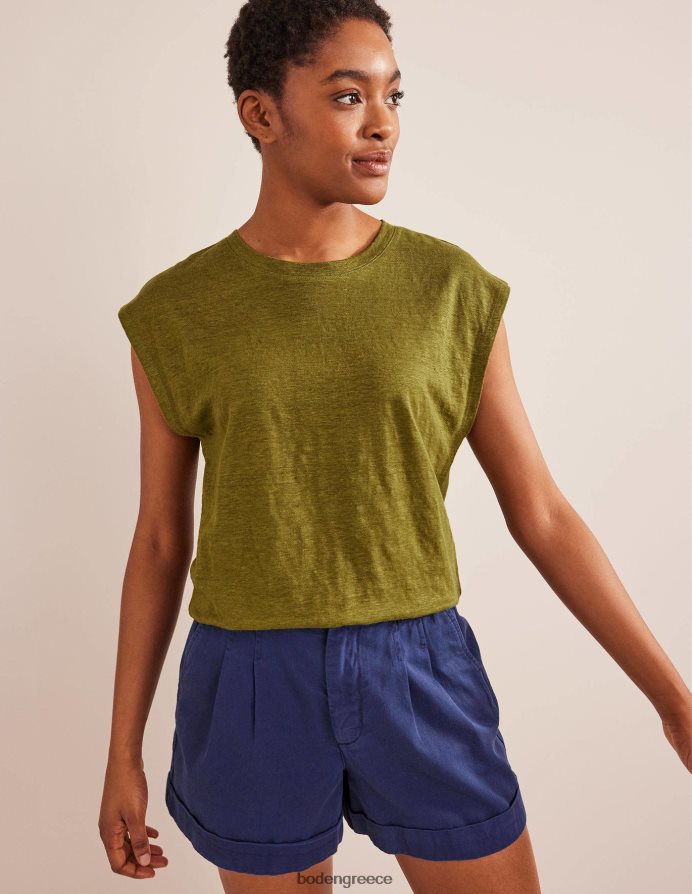 ποταμός καλάμι είδη ένδυσης λινό μπλουζάκι με λαιμόκοψη Boden γυναίκες 464PH81987