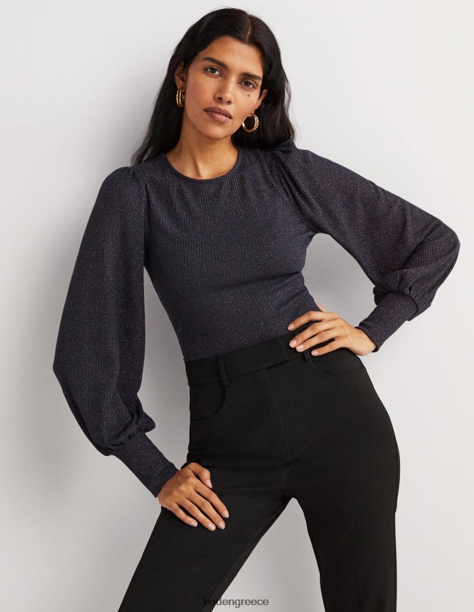 ναυτική/χάλκινη λάμψη είδη ένδυσης μανίκι μπλουζόν μεταλλικό μπλουζόν Boden γυναίκες 464PH81994