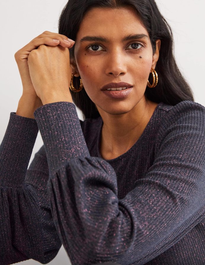 ναυτική/χάλκινη λάμψη είδη ένδυσης μανίκι μπλουζόν μεταλλικό μπλουζόν Boden γυναίκες 464PH81994