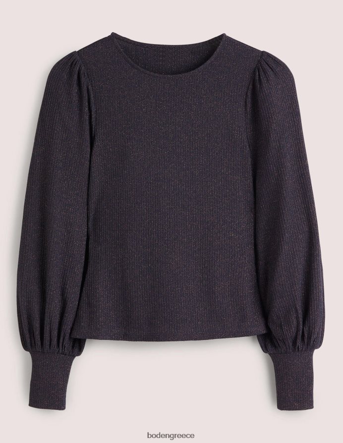 ναυτική/χάλκινη λάμψη είδη ένδυσης μανίκι μπλουζόν μεταλλικό μπλουζόν Boden γυναίκες 464PH81994