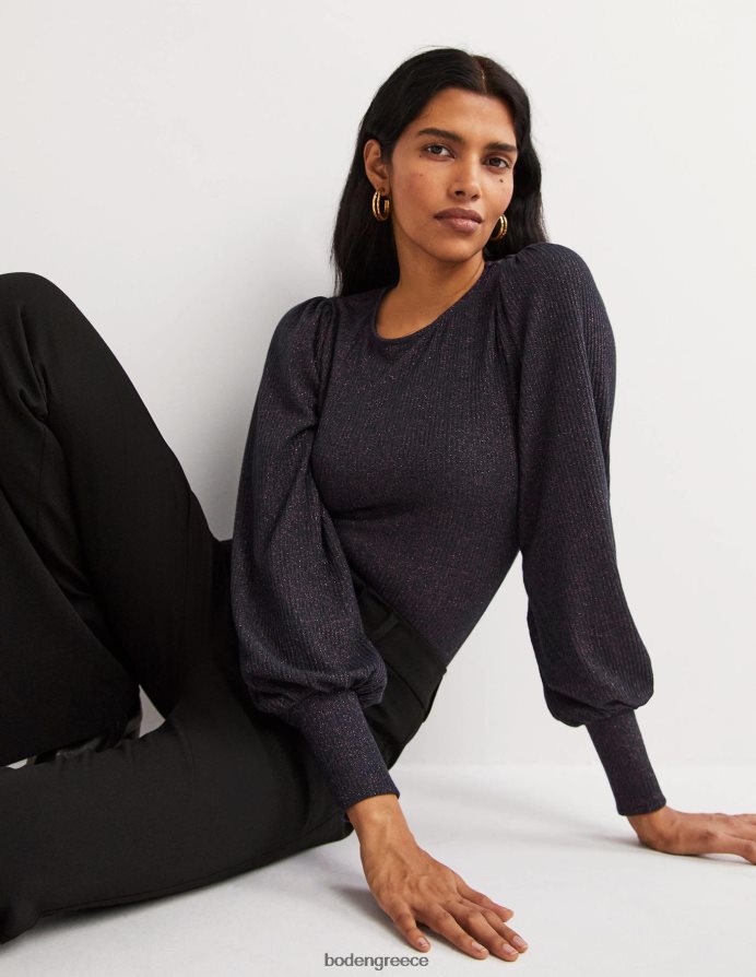 ναυτική/χάλκινη λάμψη είδη ένδυσης μανίκι μπλουζόν μεταλλικό μπλουζόν Boden γυναίκες 464PH81994