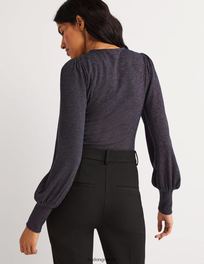 ναυτική/χάλκινη λάμψη είδη ένδυσης μανίκι μπλουζόν μεταλλικό μπλουζόν Boden γυναίκες 464PH81994