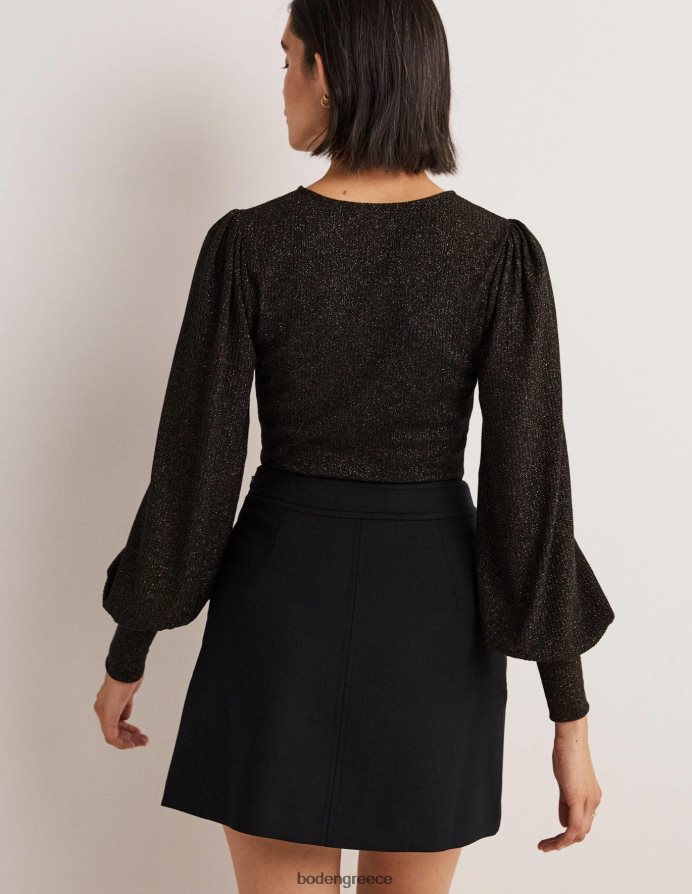 μαύρη/χρυσή λάμψη είδη ένδυσης μανίκι μπλουζόν μεταλλικό μπλουζόν Boden γυναίκες 464PH82013