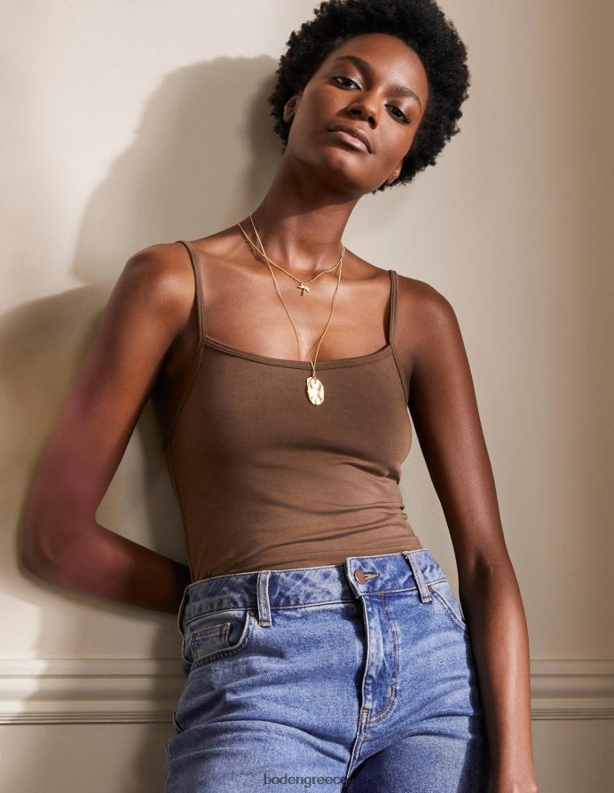 βαθύ καφέ είδη ένδυσης απλό καμί τοπ Boden γυναίκες 464PH8205