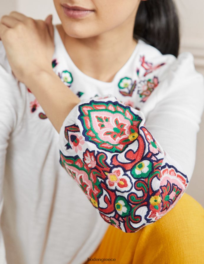 άσπρο είδη ένδυσης κεντητό μπλουζόν φανελάκι Boden γυναίκες 464PH82050