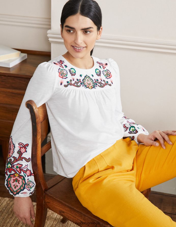 άσπρο είδη ένδυσης κεντητό μπλουζόν φανελάκι Boden γυναίκες 464PH82050