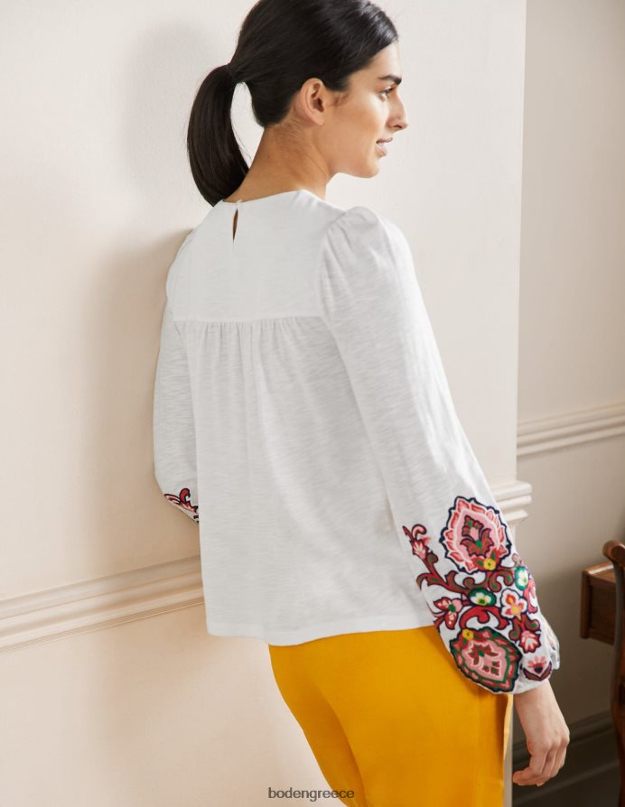 άσπρο είδη ένδυσης κεντητό μπλουζόν φανελάκι Boden γυναίκες 464PH82050