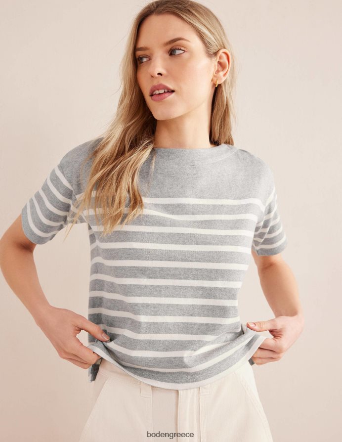γκρι ρίγα μάργας/ιβουάρ είδη ένδυσης μπλουζάκι με ριγέ λαιμόκοψη Boden γυναίκες 464PH82195